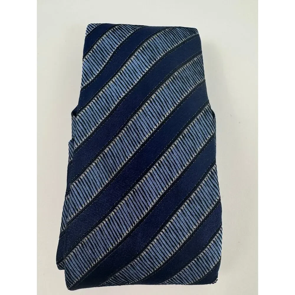 Ermenegildo Zegna Men's Blue Striped Silk Tie Made in Italy